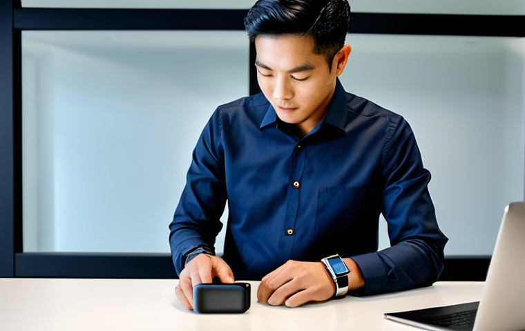 **
"A professional Malaysian man in a modest, smart-casual outfit (long-sleeved shirt and trousers), wearing a Samsung Galaxy Watch 5, standing in a modern Kuala Lumpur office. He is checking notifications on his watch. Fully clothed, appropriate attire, safe for work, perfect anatomy, natural proportions, professional environment, high quality, family-friendly."
**