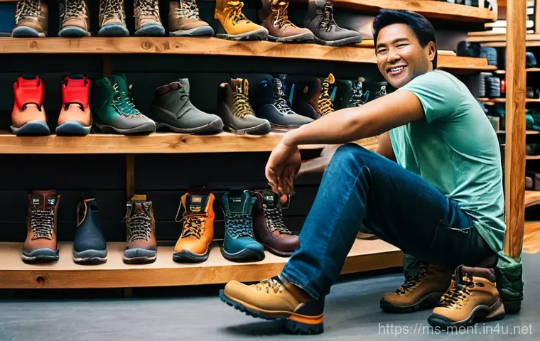 남성용 하이킹 부츠 추천 - **Prompt:** A male hiker, dressed in appropriate outdoor attire including a quick-dry t-shirt, hikin... 남성용 하이킹 부츠 추천 - **Prompt:** A male hiker, dressed in appropriate outdoor attire including a quick-dry t-shirt, hikin...